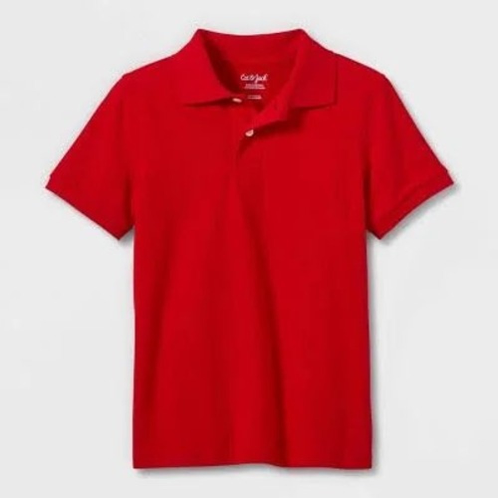 Cat & Jack Boys Red Short Sleeve Polo School Uniform Shirt XL 14 Stretch Pique